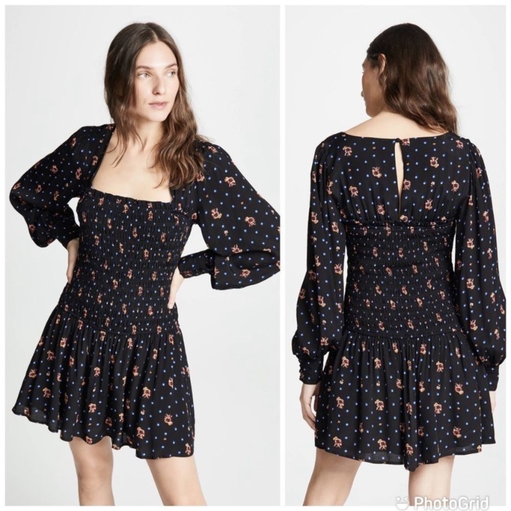 Free People Black Dress With Floral Detail